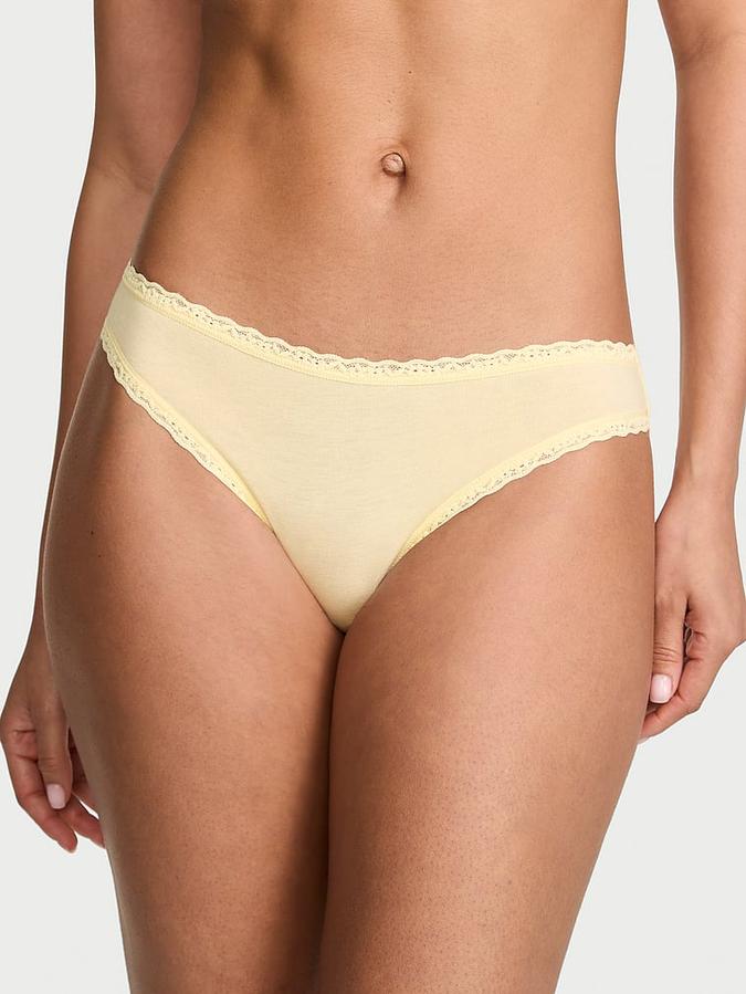 Cotton Lace-Waist Bikini Panty