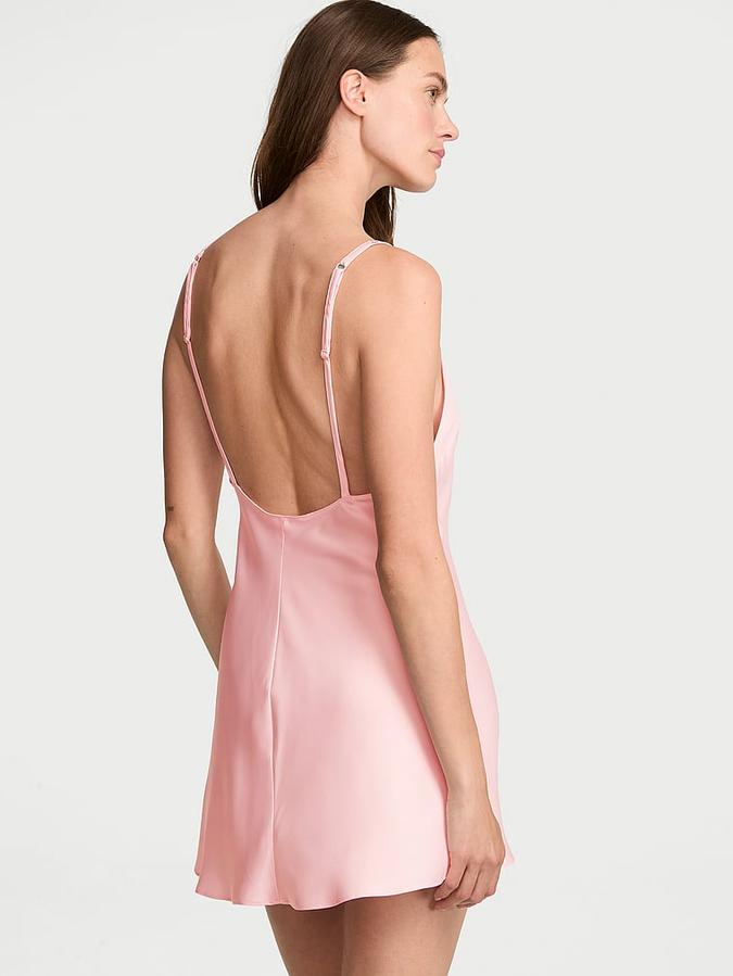 Shine Script Satin Mini Slip Dress image number 1