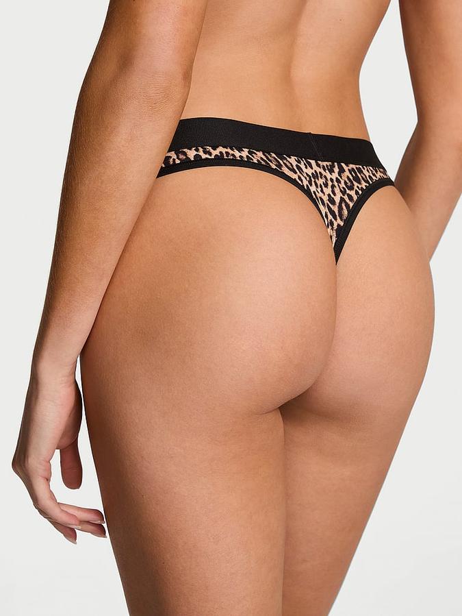 Logo Cotton Shine Patch Thong Panty