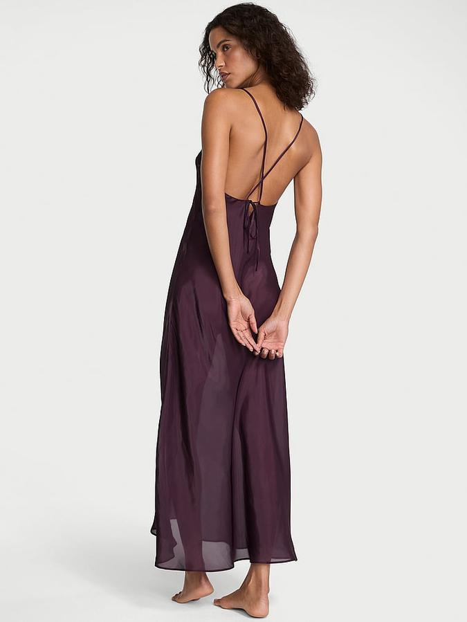 Luxe Sheer Satin Long Slip Dress image number 1