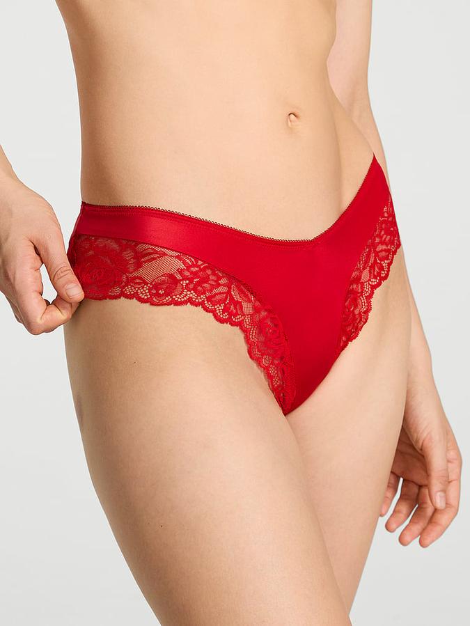 Rose Lace-Trim High-Leg Cheeky Panty