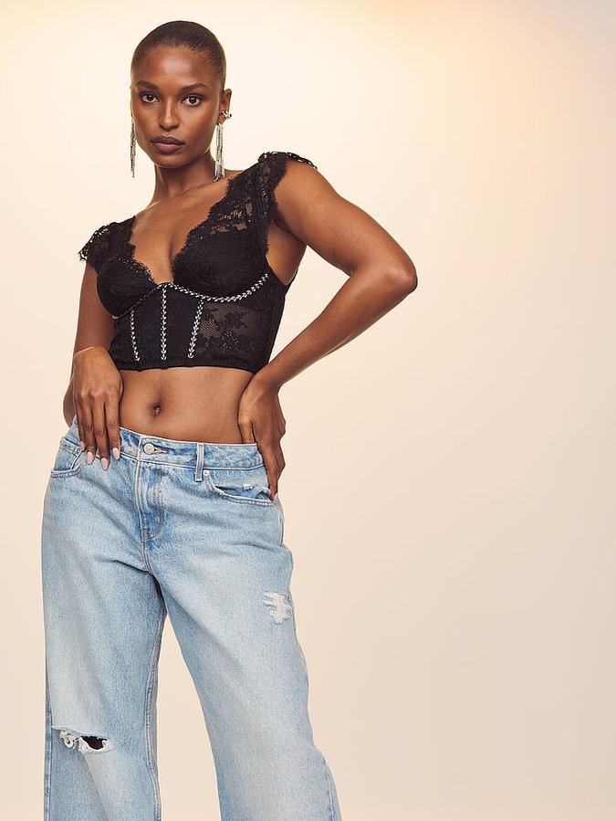 Twinkle Lace Cap-Sleeve Corset Top image number 4