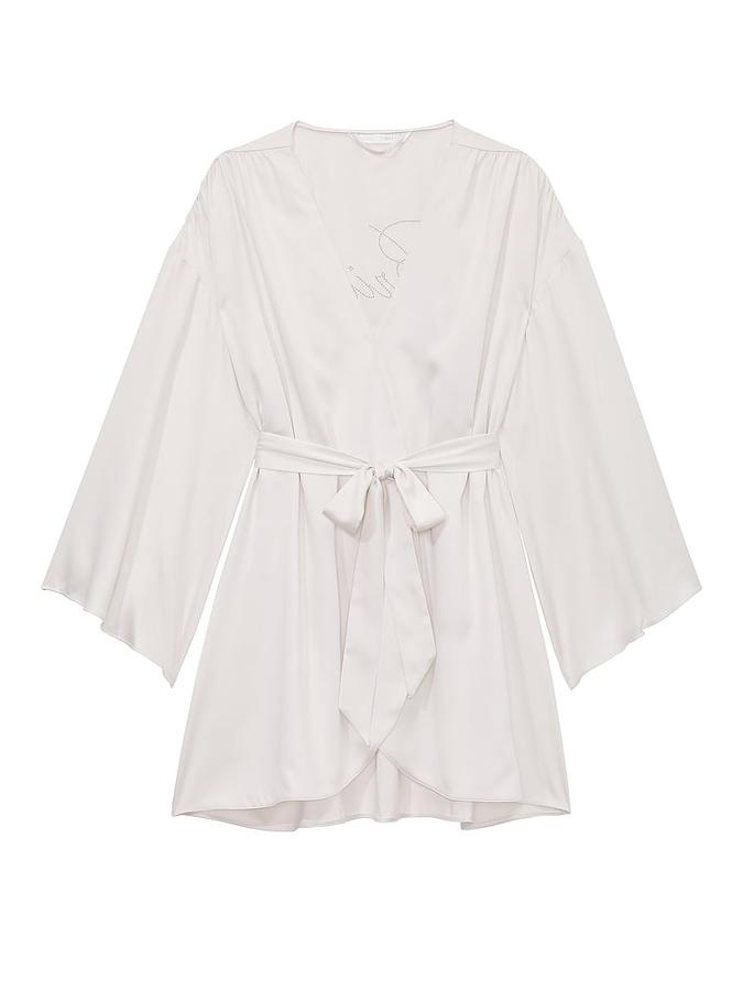 Bride Embellished Satin Short Robe image number 2