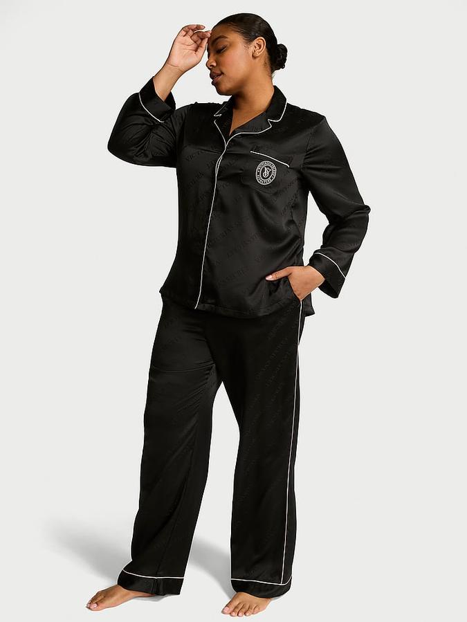Glazed Satin Long Pajama Set image number 0