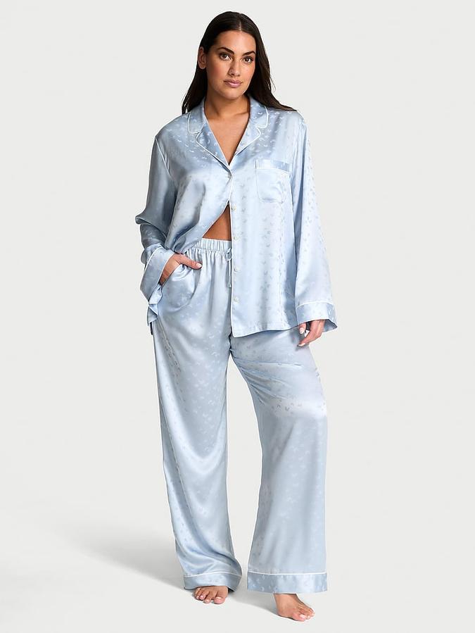 Butterfly Satin Long Pajama Set image number 0