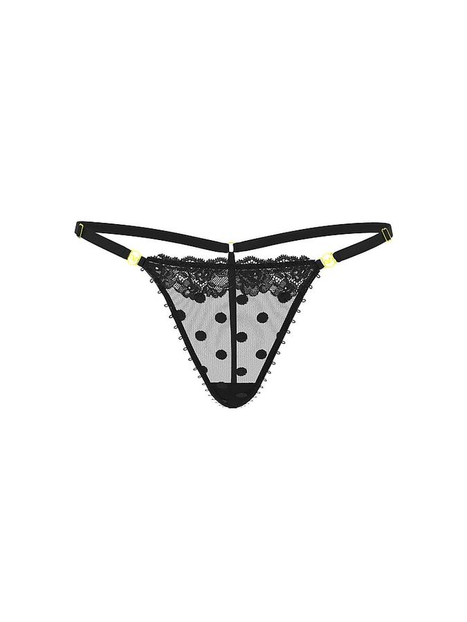 Sheer Heritage Dot Lace-Trim V-String Panty image number 2