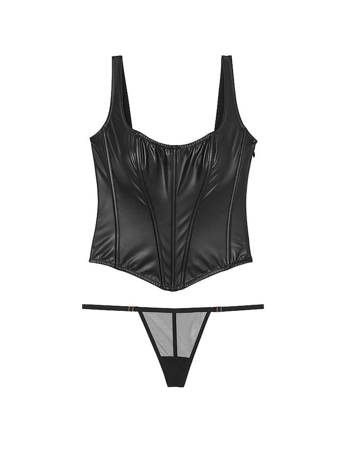 Classic Faux Leather Corset Set image number 0