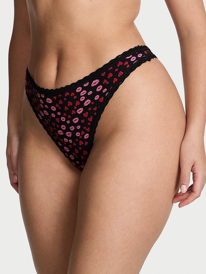 Cotton Lace-Waist Thong