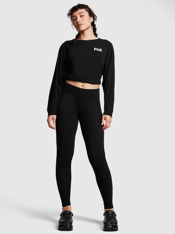 Cotton Mid-Rise Foldover Leggings image number 0