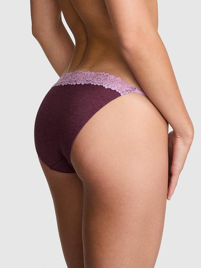 Cotton Lace-Trim String Bikini Panty image number 1