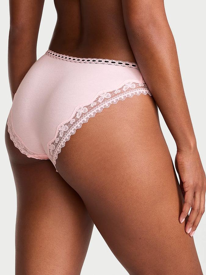 Cotton Bow Lace-Trim Bikini Panty