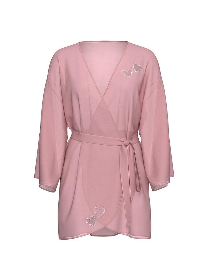 Twinkle Heart Satin Short Robe image number 2