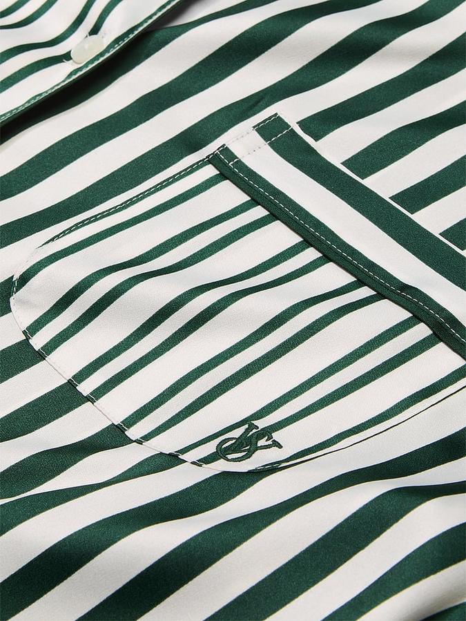 Glazed Satin Long Pajama Set image number 3