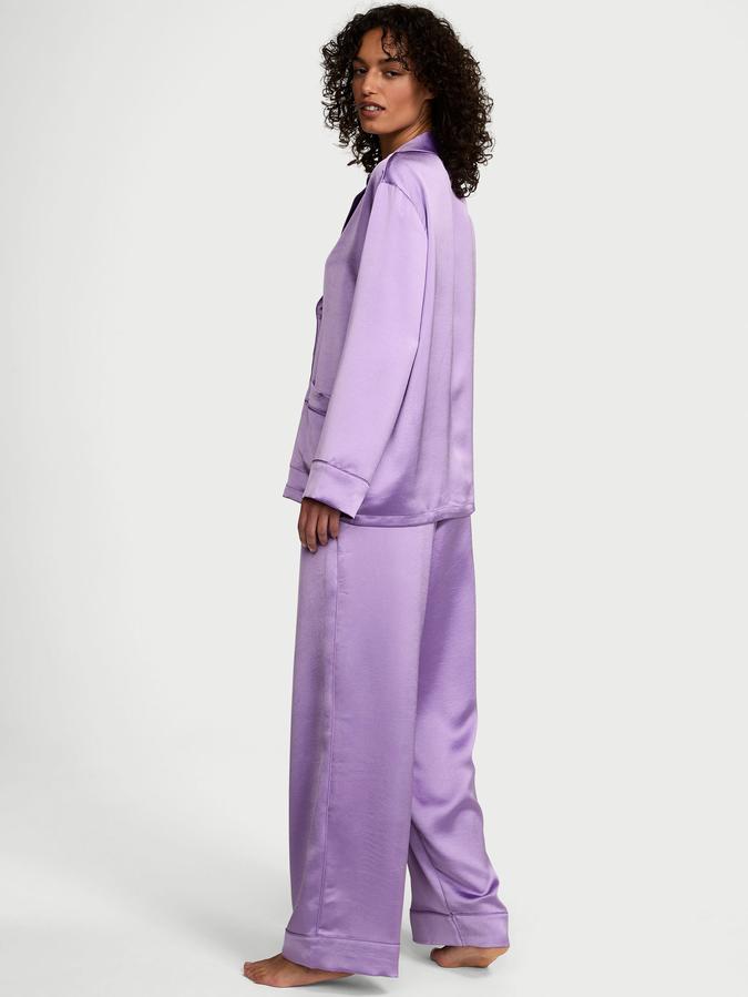 Luxe Satin Double -Breasted Long Pajama Set image number 1