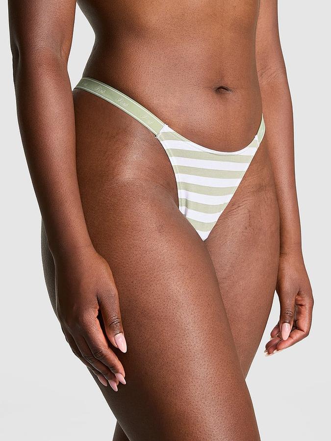Logo Cotton High-Leg Micro Thong Panty image number 0