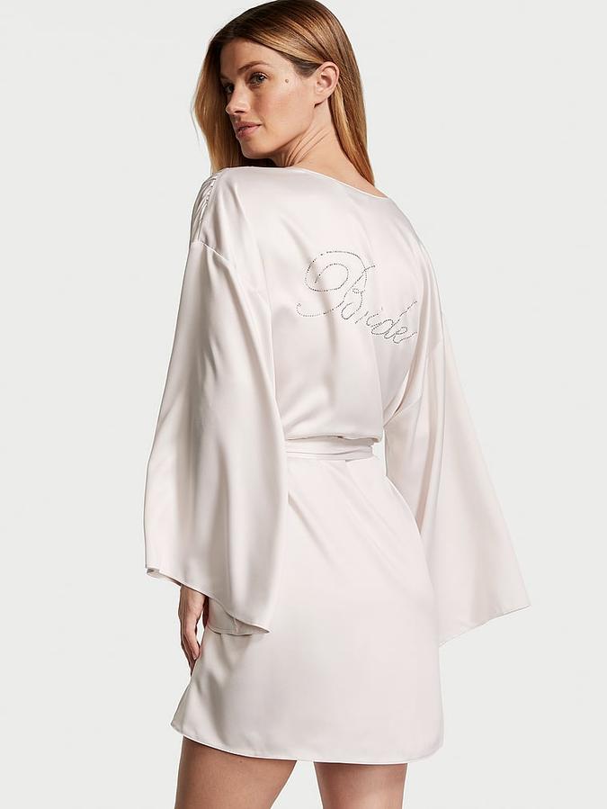 Bride Embellished Satin Short Robe image number 1