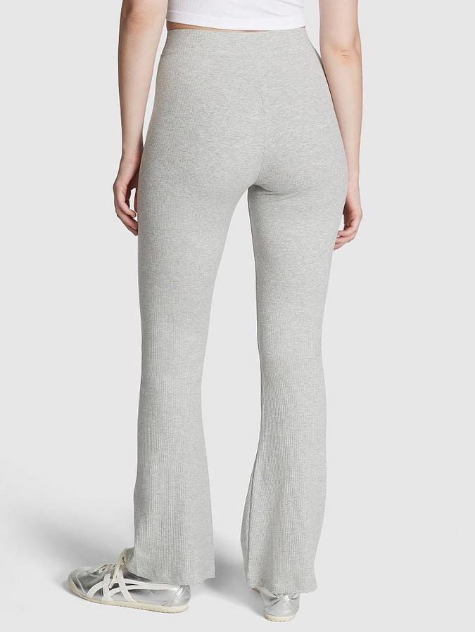 Stretch Cotton Ribbed Flare Legging image number 1