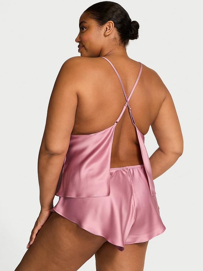 Satin Open-Back Cami & Shorts Set image number 1
