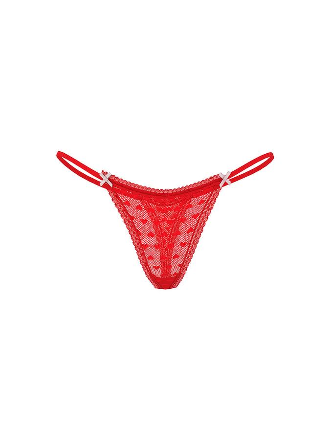 Heart Lace String Thong Panty image number 2