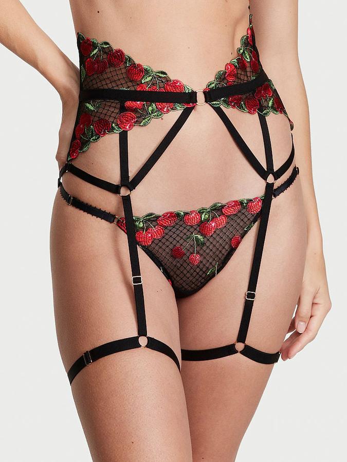 Cherry Embroidery Garter Belt image number 0