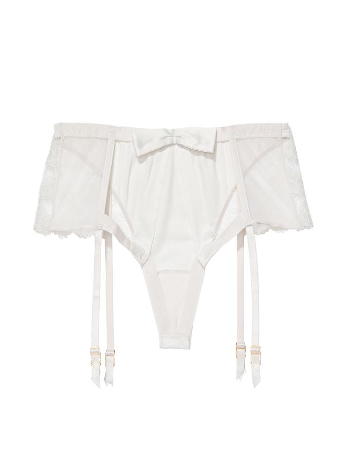 Heart Embroidery Open Back Garter Panty image number 3