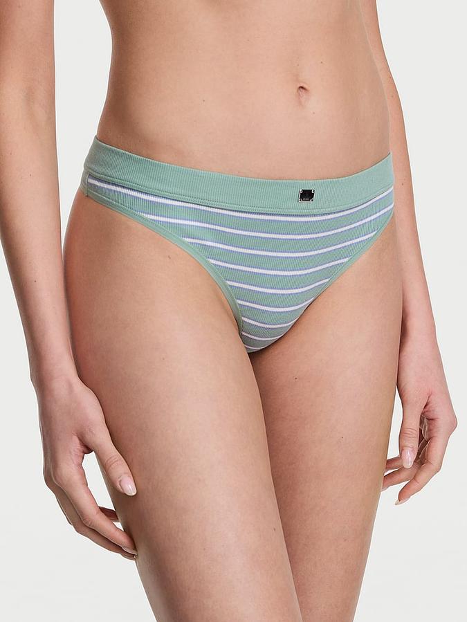 Cotton Rib Logo Hardware Thong Panty image number 0