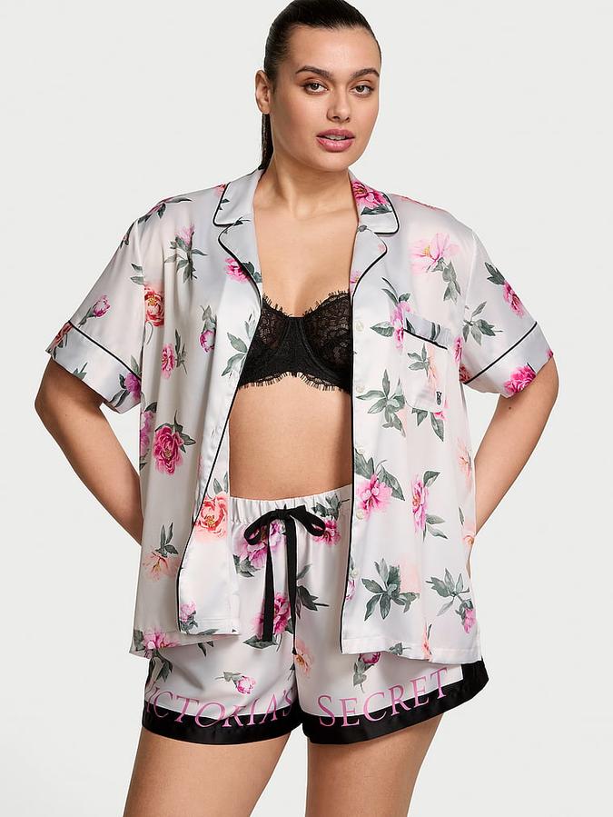 Glazed Satin Short Pajama Set image number 0