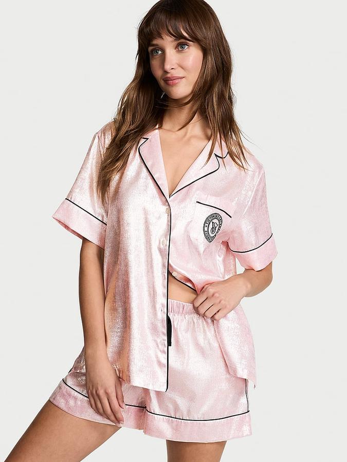 Glazed Satin Short Pajama Set image number 0