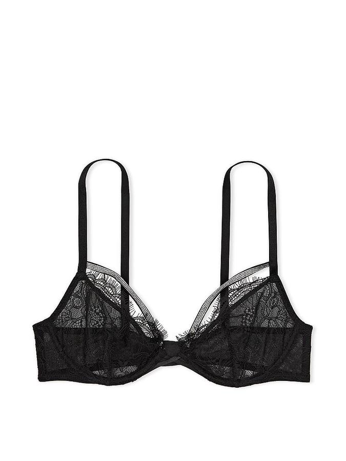 Shine Strappy Unlined Lace Low-Cut Demi Bra image number 0