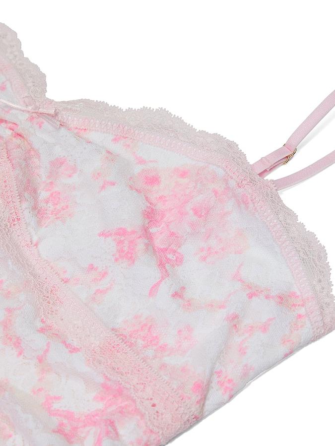 PINK x LoveShackFancy Ruched Lace Mini Dress image number 3