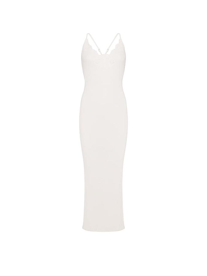 Pointelle Rib Lace-Trim Maxi Slip Dress image number 2