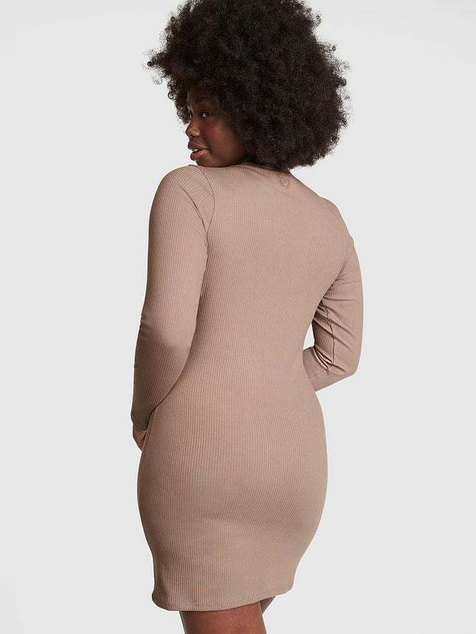 Stretch Cotton Long-Sleeve Mock-Neck Dress image number 1