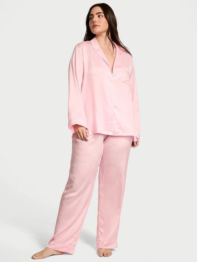 Glazed Satin Long Pajama Set image number 0