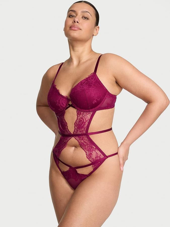 Rose Lace Lightly Lined Strappy Teddy image number 0