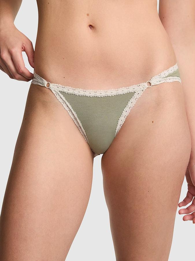 Cotton Lace-Trim Low-Rise Cheeky Panty