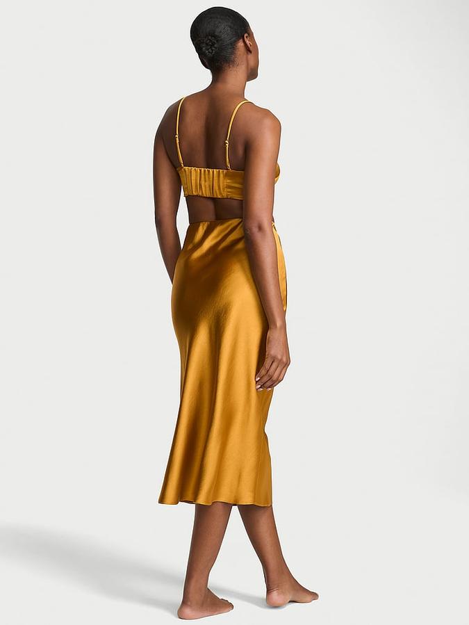 Luxe Satin Crop Bandeau Top & Slip Skirt Set