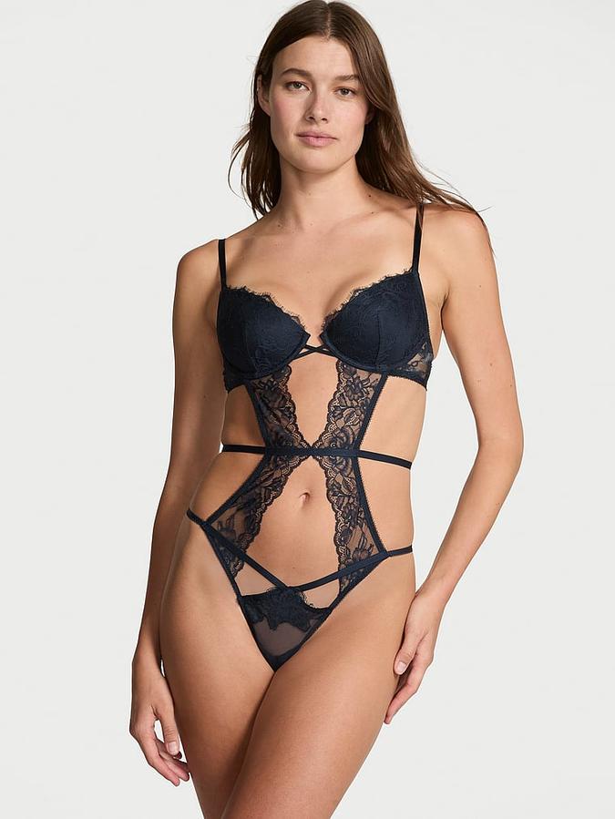 Rose Lace Lightly Lined Strappy Teddy image number 0