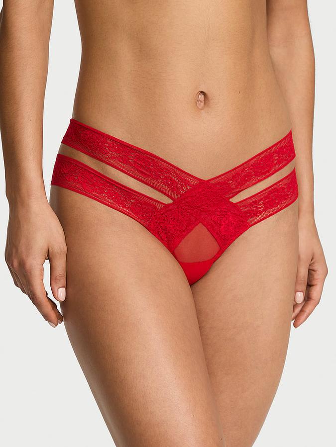 Rose Lace Strappy Cut-Out Cheeky Panty