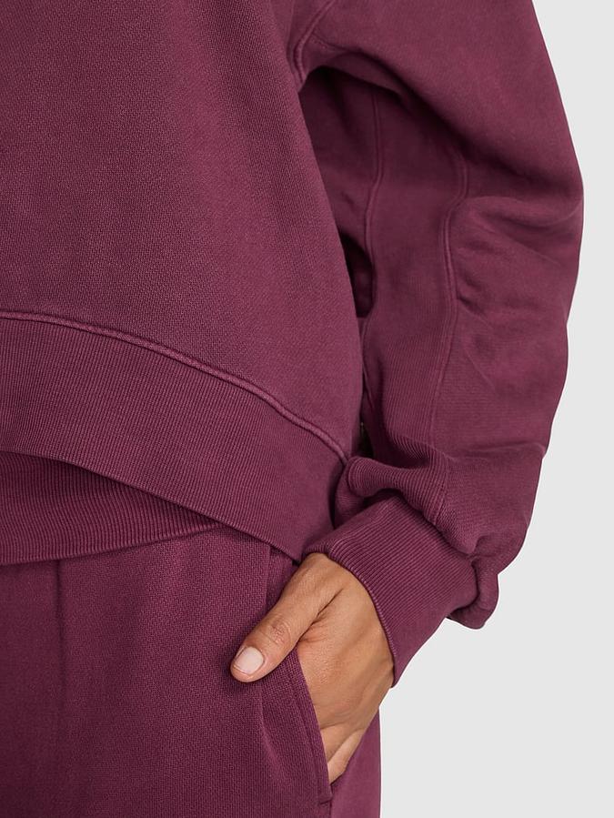 Ivy Fleece V-Neck High-Low Cropped Sweatshirt image number 4
