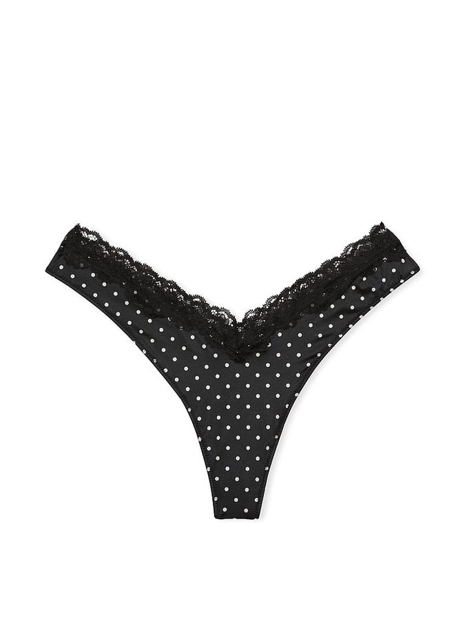 Lace-Trim High-Leg Thong Panty image number 2