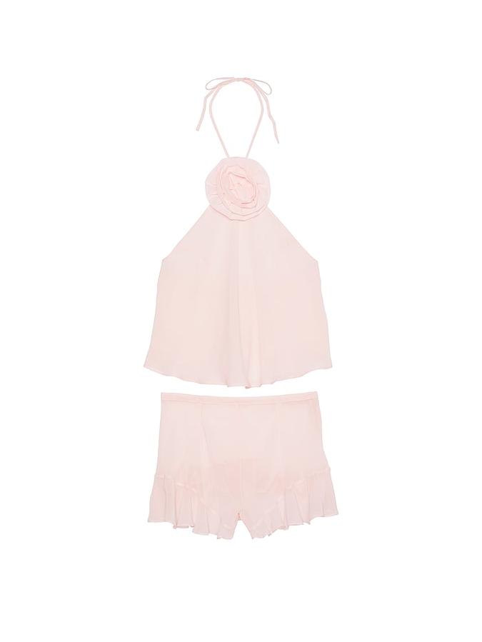 Chiffon Rosette Halter Cami & Shorts Set image number 2