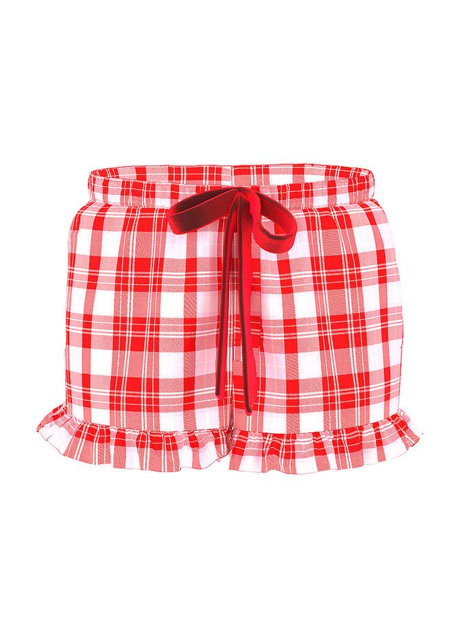 Flannel Boxy Ruﬄed Pajama Shorts image number 2