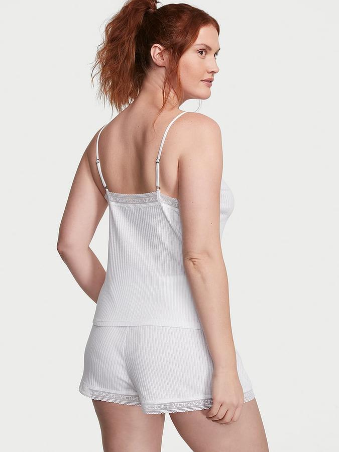 Lace-Trim Pointelle Cami & Shorts Set image number 1
