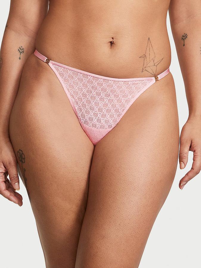 Icon by Victoria's Secret Lace Adjustable String Thong Panty image number 0