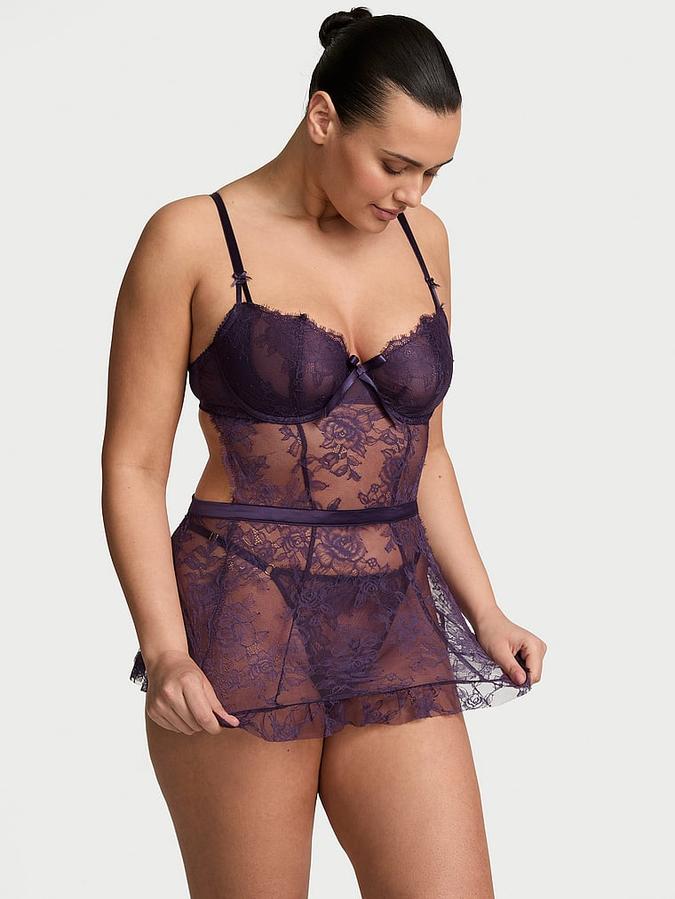 Wicked Unlined Rose Lace Apron Set image number 0
