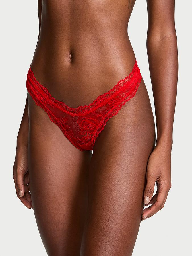 Rose Lace High-Leg Thong Panty image number 0