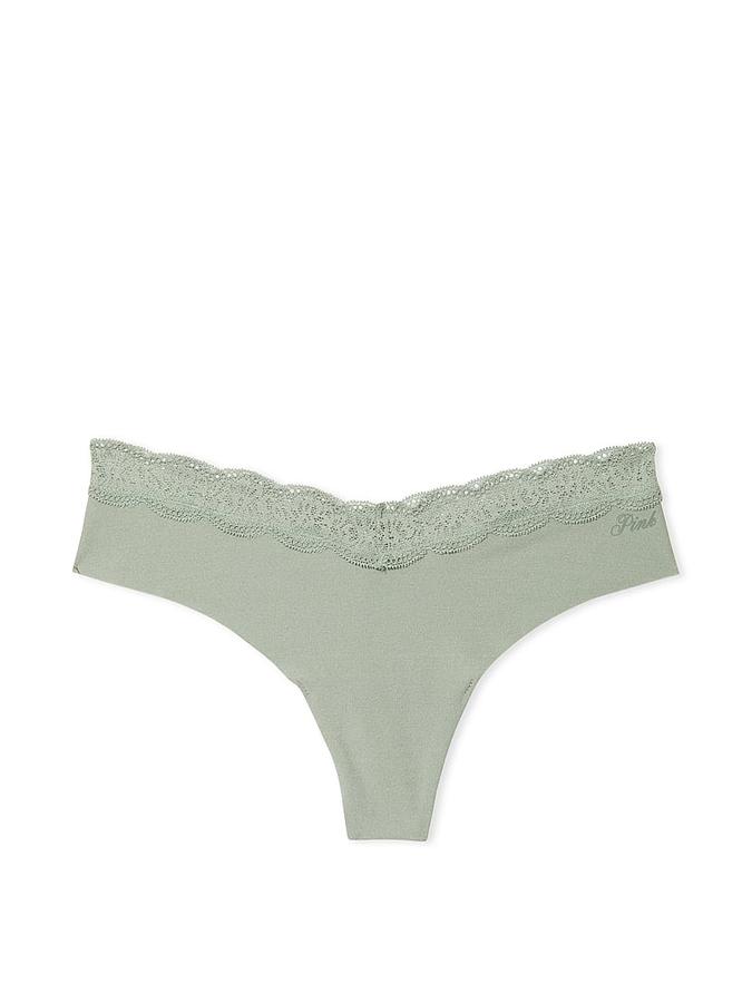 No-Show Lace-Trim Thong Panty