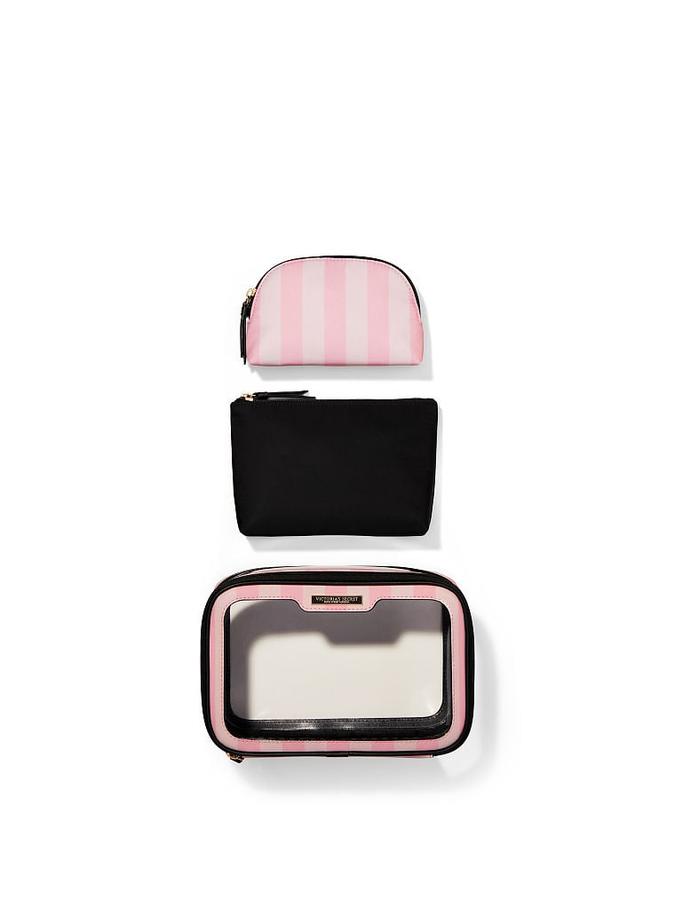 The Victoria Victoria's Secret Beauty Bag Trio Iconic Stripe image number 2