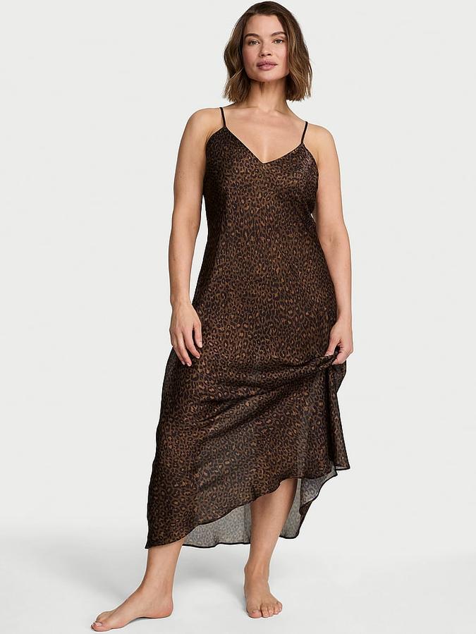 Luxe Sheer Satin Long Slip Dress