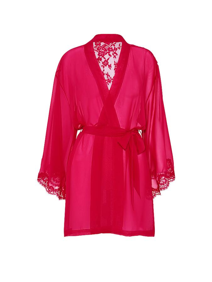 Chiffon & Lace Short Robe image number 2
